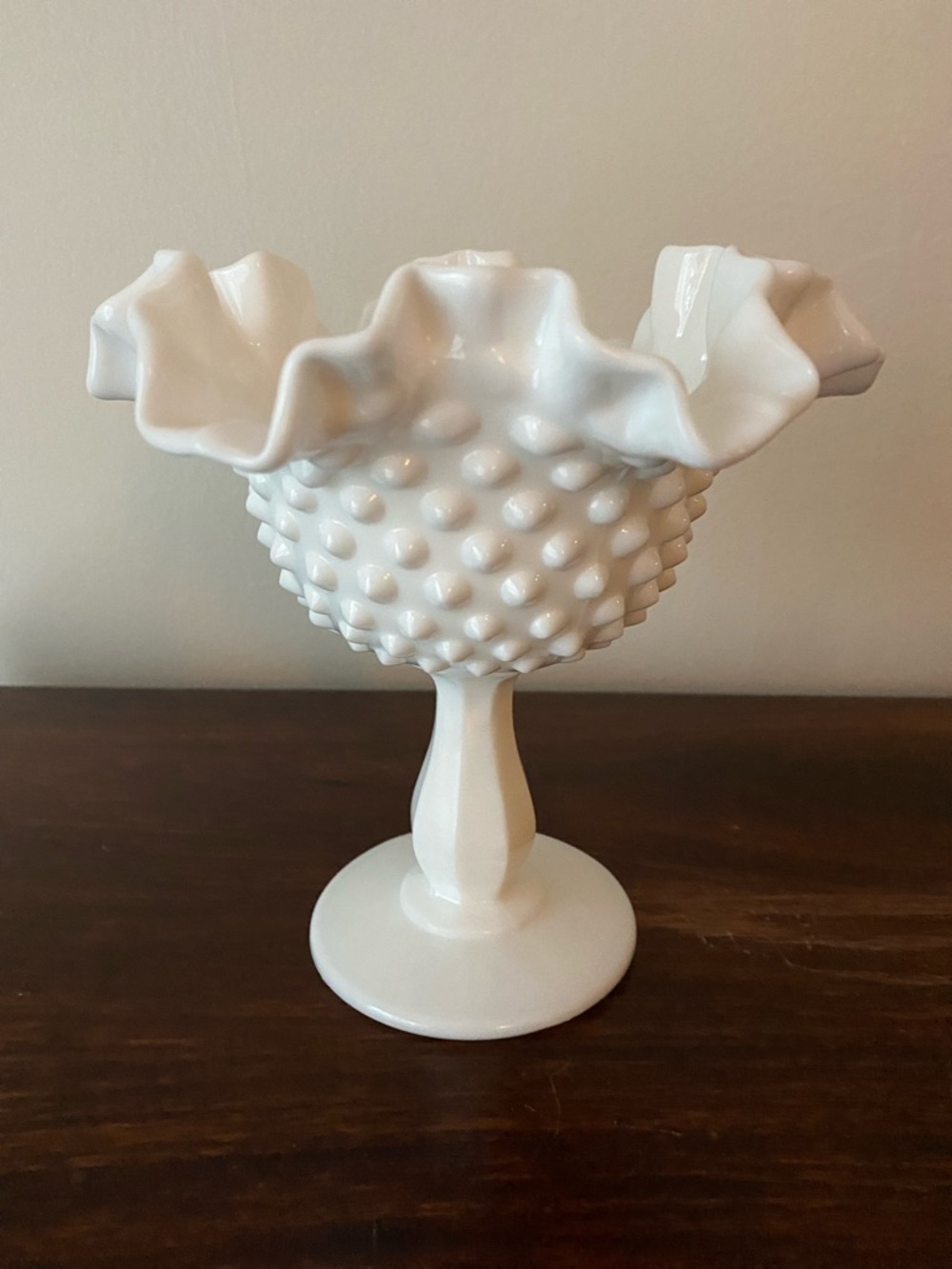 Fenton • Hobnail • White Milk Glass Compote Pedestal Bowl